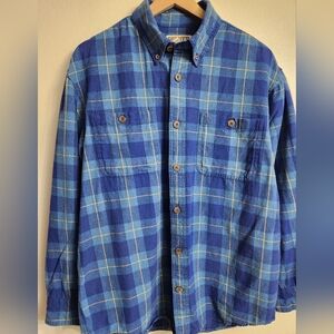 Deluth Trading Co. Blue Plaid Button-Up Shirt Men's Medium